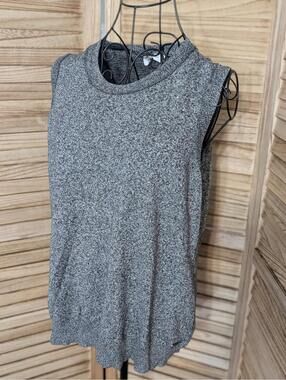 Calvin Klein Black and White Marled Full Zipper Vest w/ Zippered Chest Pocket XL
